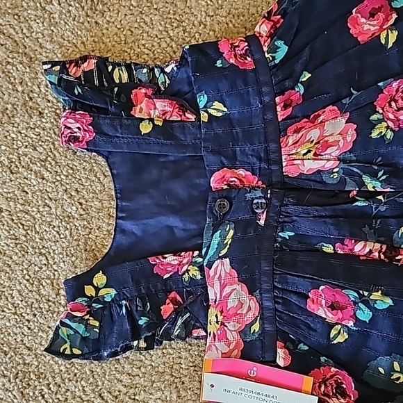 Zunie Girl Navy Floral Knee Length Pleated Dress - Picture 6 of 6